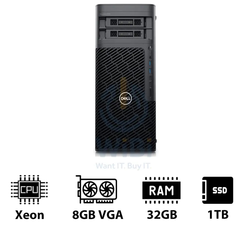 Dell Precision 5860 Tower Workstation - Xeon W3-2423 / 6-Cores / 32GB / 1TB (NVMe M.2 SSD) / Quadro T1000 8GB VGA / Win