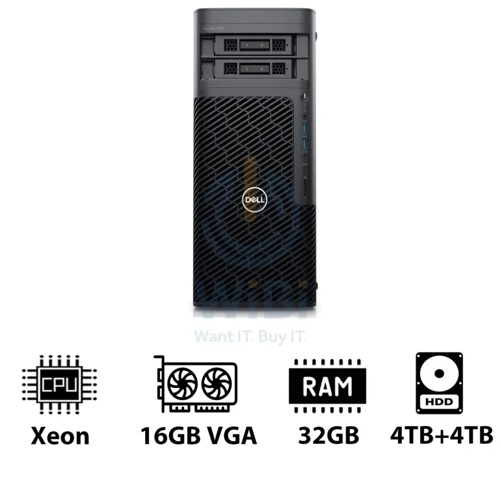 Dell Precision 5860 Tower Workstation - Xeon W3-2423 / 6-Cores / 32GB / 4TB + 4TB HDD / RTX 2000 Ada 16GB VGA / Win 11