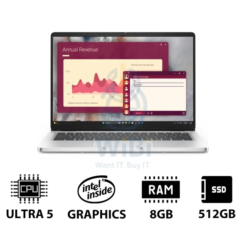 ديل برو 14 PC14250 - 14 بوصة FHD+ لا تعمل باللمس / ألترا 5 235U vPro / 8 جيجابايت / 512 جيجابايت (NVMe م.2 إس إس دي) / دوس (بدون نظام تشغيل) / ضمان سنة