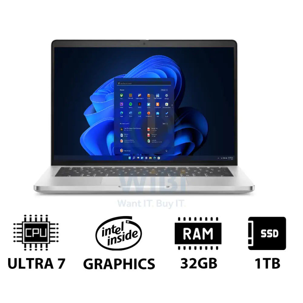 ديل برو 14 بلس 14 بلس PB14250 - 14 بوصة FHD+ لا تعمل باللمس / ألترا 7 255U / 32 جيجابايت / 1 تيرابايت (NVMe م.2 إس إس دي) / ويندوز 11 برو / ضمان سنة - لابتوب