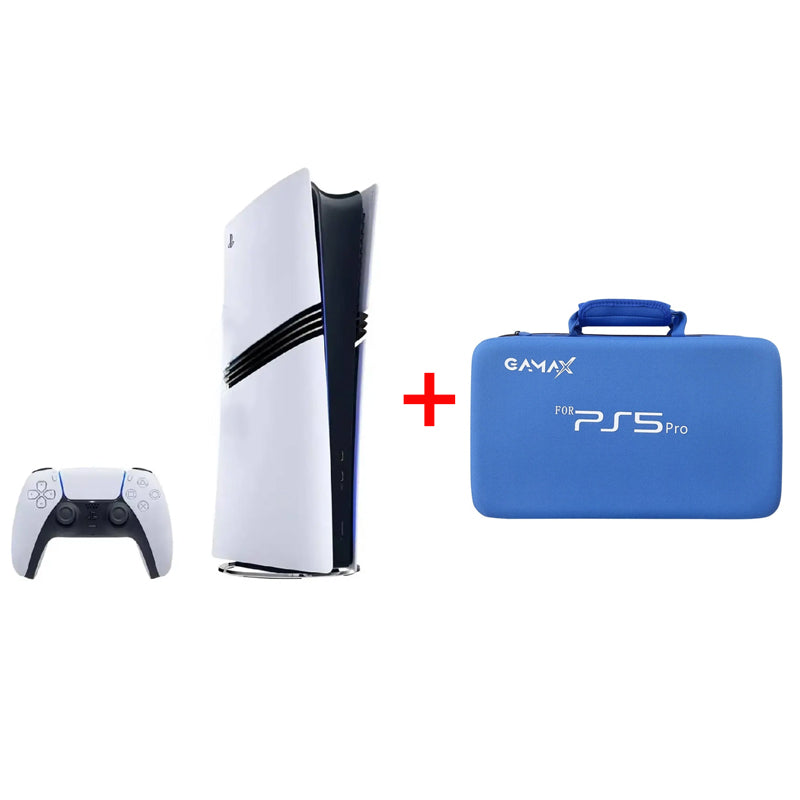Bundle Offer - Sony PlayStation 5 Pro Digital Edition Console - 16GB / 2TB SSD / White + Gamax Storage Bag for PlayStation 5 Pro - Blue