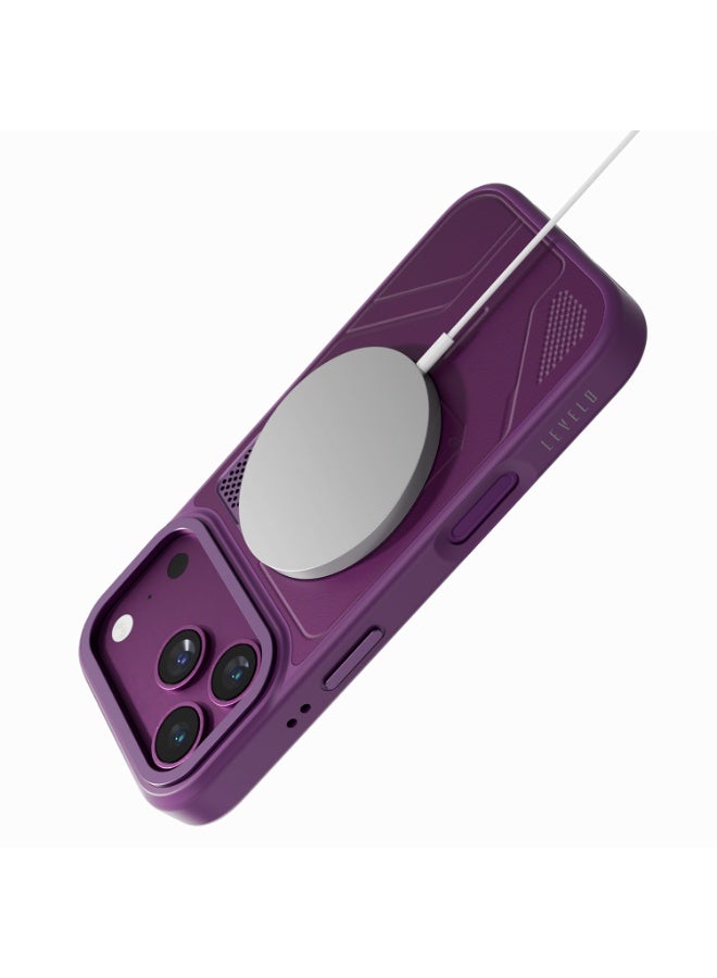 Levelo OPAL MagSafe Hybrid Armor Case For Apple iPhone 18 Pro Max - Burgundy