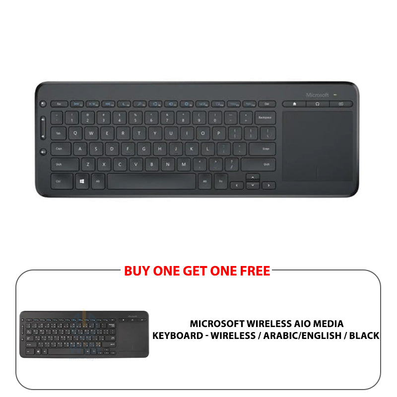 Microsoft Wireless AIO Media Keyboard - Wireless / Arabic/English / Black - Keyboard