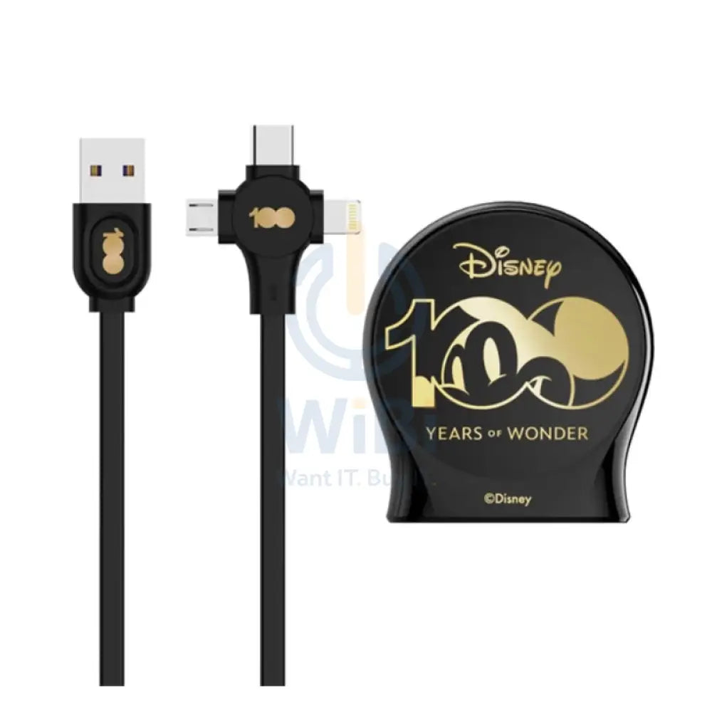 Disney QS-C01 100th anniversary one-to-three telescopic data cable - Mickey Black Accessories > Cables & Converters >