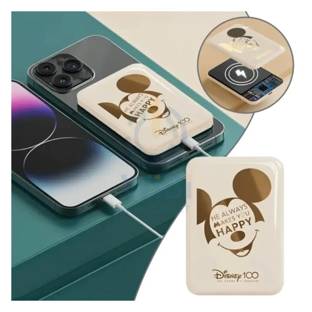 Disney QS-C02 100th anniversary Wireless Magnetic Power Bank - Mickey Gold Accessories > Power Bank