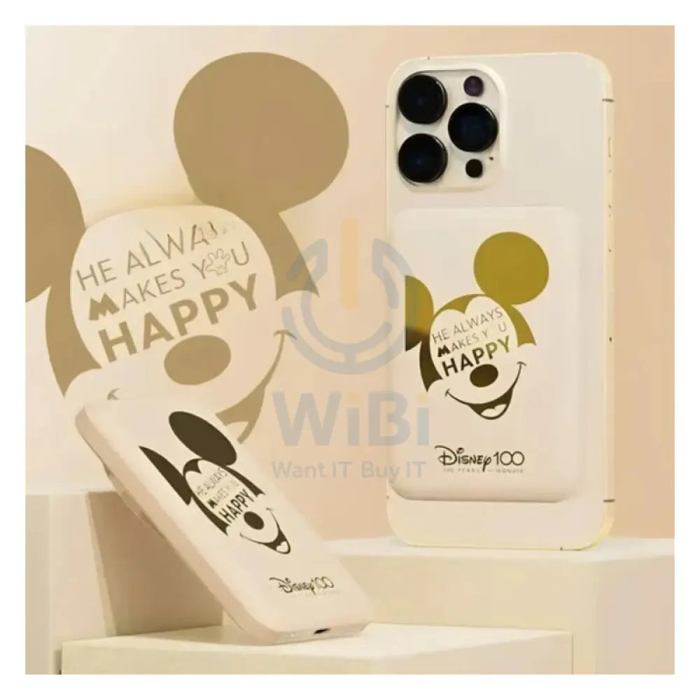 Disney QS-C02 100th anniversary Wireless Magnetic Power Bank - Mickey Gold Accessories > Power Bank