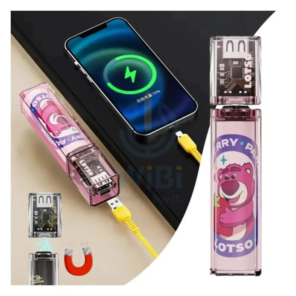 Disney QS-D01 Single Transparent Magnetic Power Bank - Big Lotso Pink Accessories > Power Bank