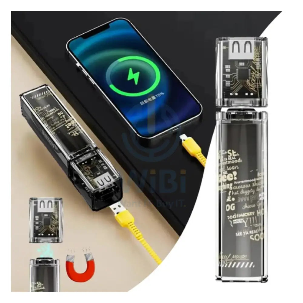 Disney QS-D01 Single Transparent Magnetic Power Bank - Big Mickey Black Accessories > Power Bank