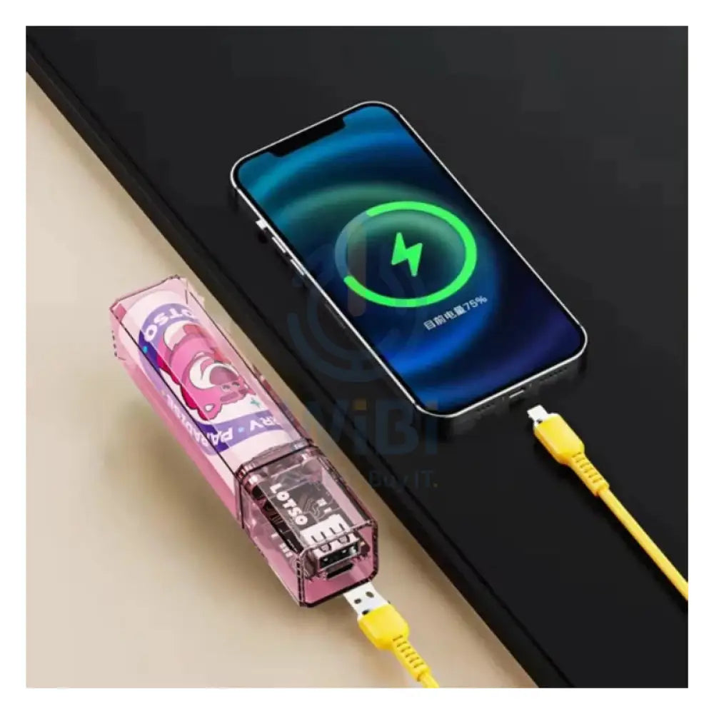 Disney QS-D01 Single Transparent Magnetic Power Bank - Little Lotso Pink Accessories > Power Bank