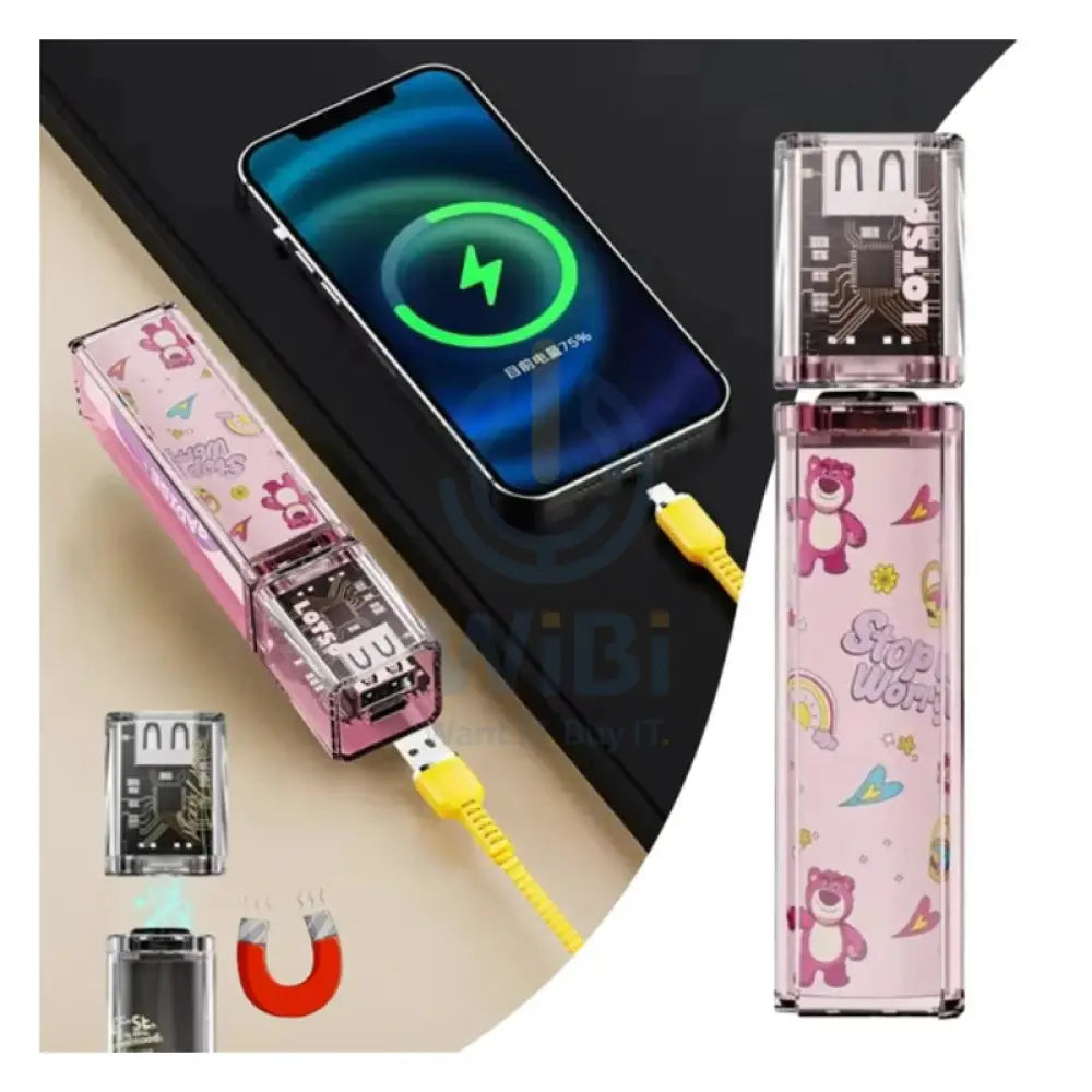 Disney QS-D01 Single Transparent Magnetic Power Bank - Little Lotso Pink Accessories > Power Bank