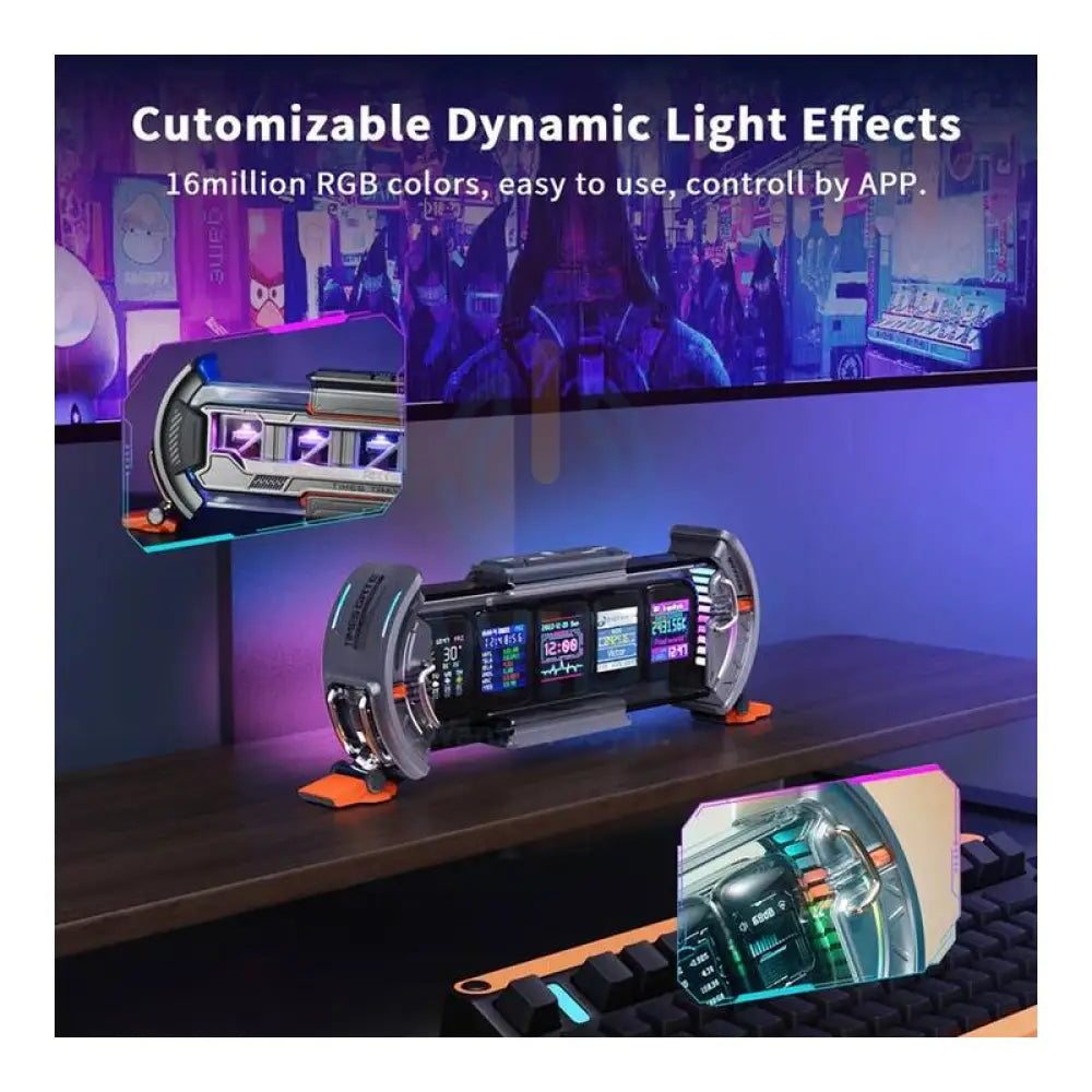 Divoom Times Gate Pixel Art Informative Cyberpunk Digital Clock Display - Silver Accessories > Smart Devices