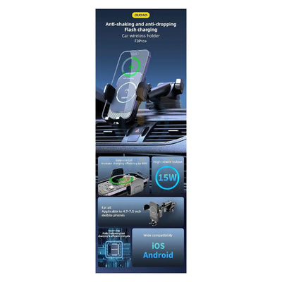 DUDAO F3Pro + Wireless Car Charger - 15W / Black Accessories > Mobiles & Tablets > Mobiles > Car Chargers