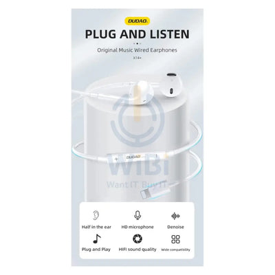 DUDAO X14 + Premium Earphone - Lightning / Wired / White Accessories > Audio > Headphones