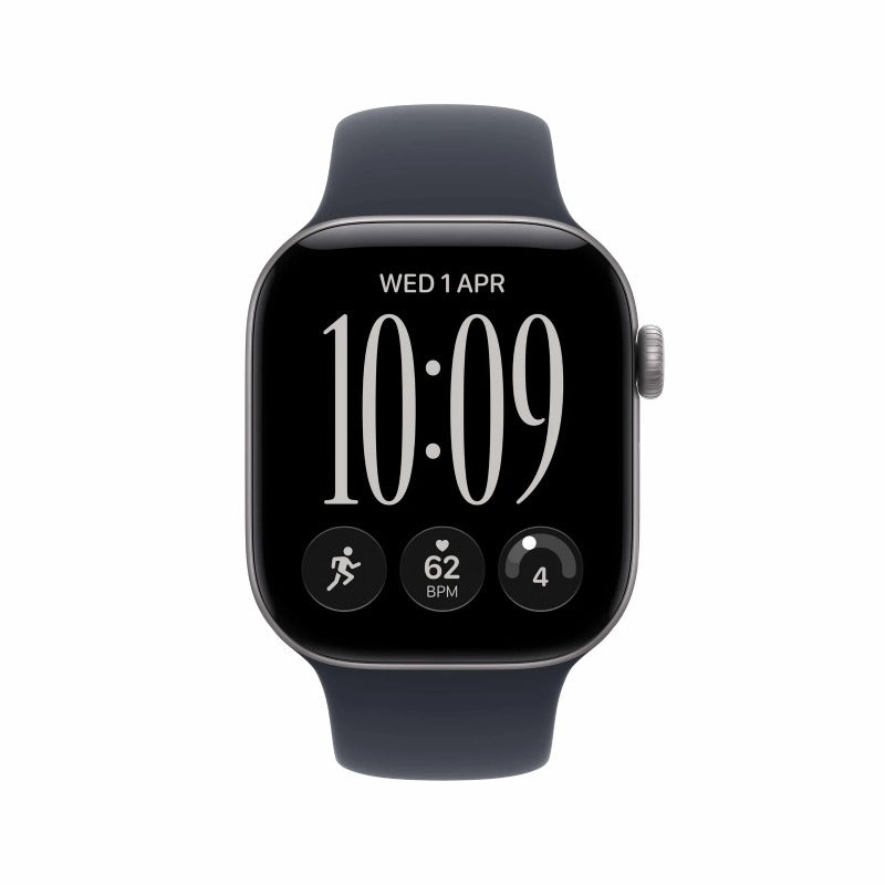 Apple Watch Series 12 - LTPO OLED / 64GB / 46mm / Bluetooth / Wi-Fi / Small/Medium / Space Grey Aluminium Case with Navy Blue Sport Band