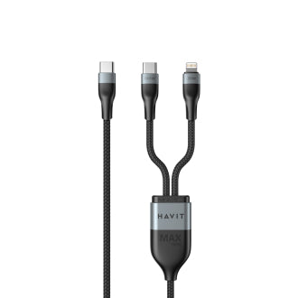 Havit CB6326 3-in-1 Cable - 1.2 Meter / 100W / Black/Grey