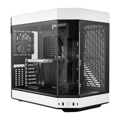 HYTE Y60 Dual Chamber Panoramic Tempered Glass ATX Case with 3 Fans - Black/White
