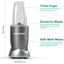 Nutribullet Blender 3 Pieces Set, 600W, NBR-0612 - Gray