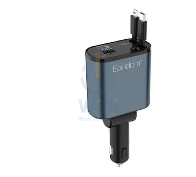 Earldom CC38 Retractable 4in1 Car Mobile phone Charger - 66W / Black Accessories > Mobiles & Tablets > Mobiles > Car