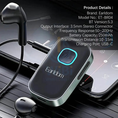 Earldom ET-BR04 Receiver/Transmitter to 3.5mm Wireless Adapter - 250mAh / Bluetooth Accessories > Audio > Headphones