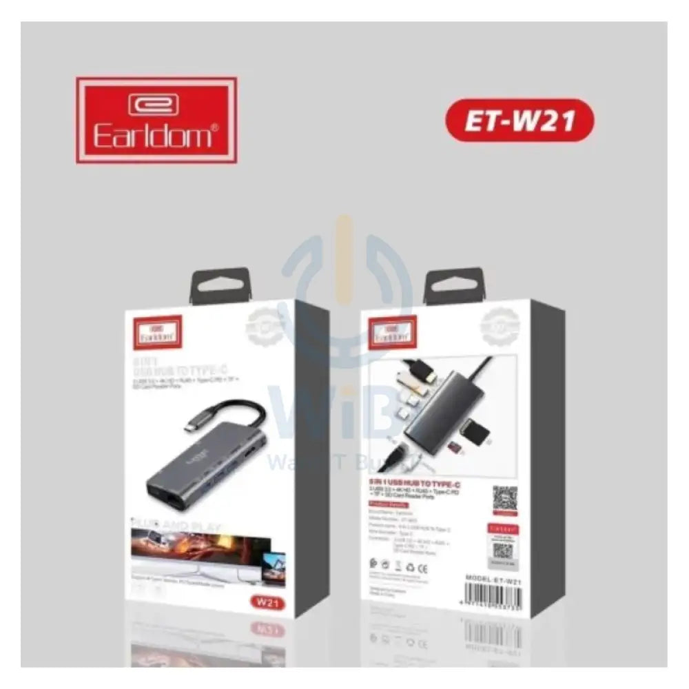 Earldom ET-W21 8 In 1 Type-C Multifunctional HUB Accessories > USB Hub
