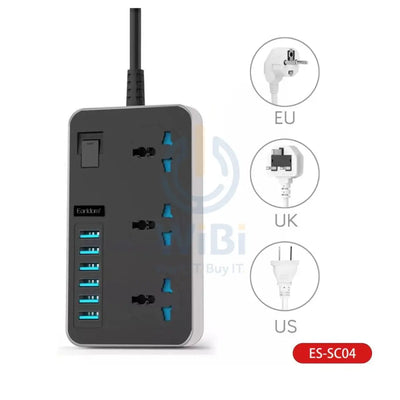 Earldom SC04 Power Strip Extension - 3 Way / USB / Black Accessories > Power > Power Protection > Surge Protector