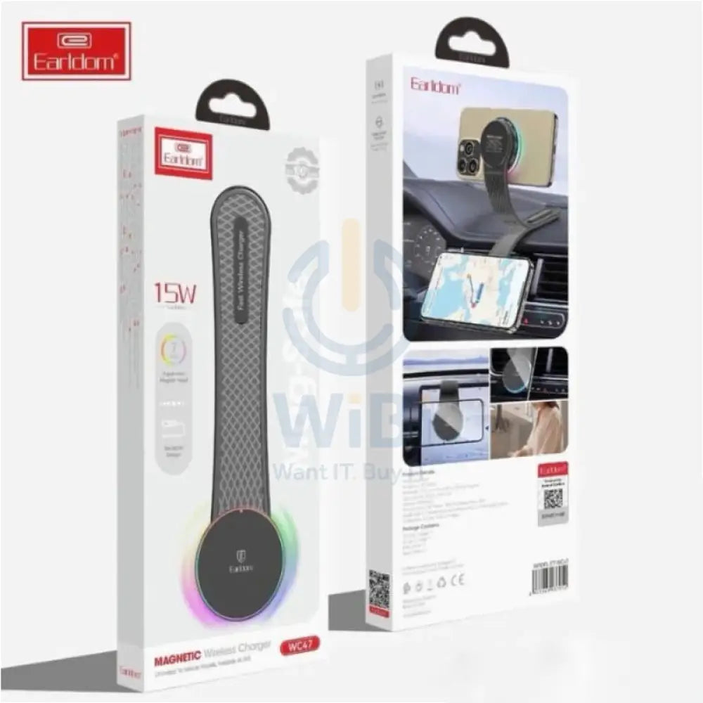 Earldom WC47 Magnetic Wireless Car Charger - 15W / Black Accessories > Mobiles & Tablets > Mobiles > Car Chargers