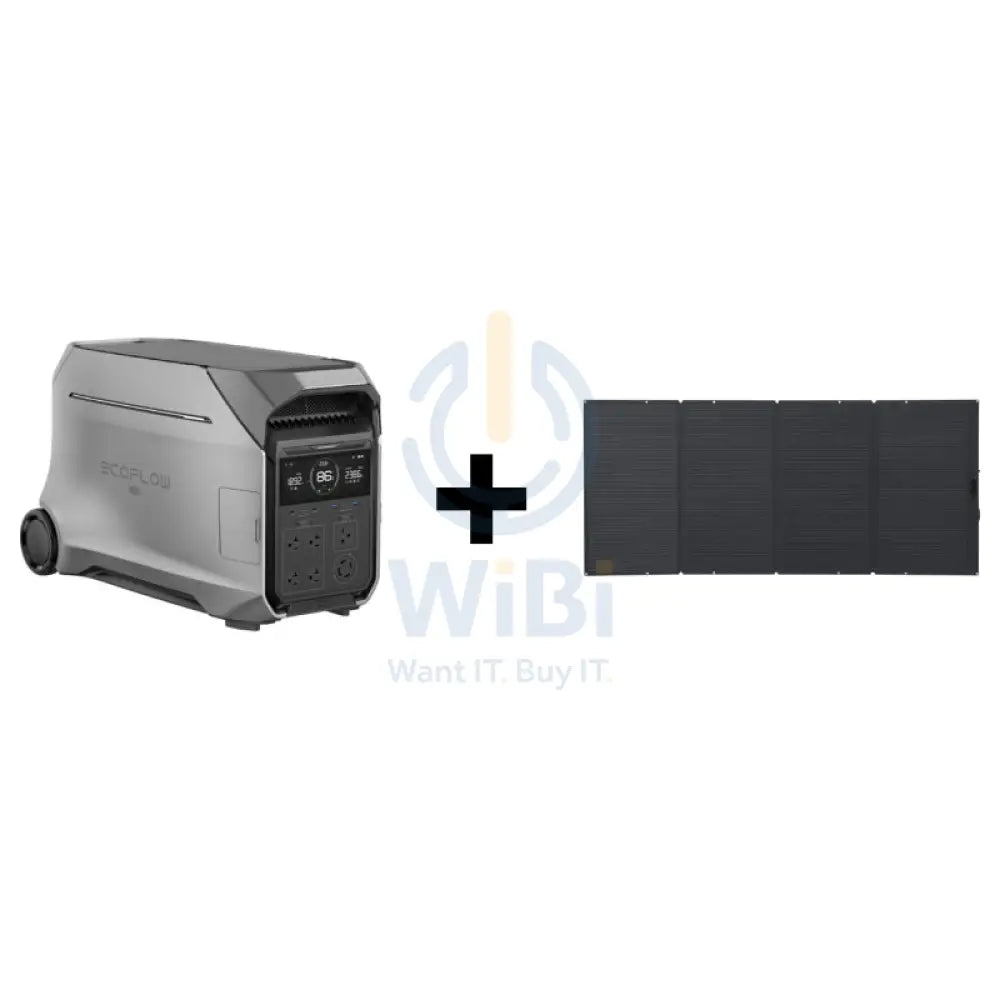 طاقة EcoFlow DELTA DELTA برو 3 المحمولة  - 4096 واط/ساعة / فضي + لوحة الطاقة الشمسية EcoFlow 400 واط المحمولة  اكسسوارات >