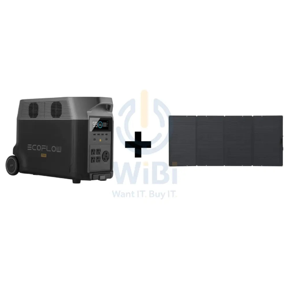 طاقة EcoFlow DELTA DELTA برو المحمولة  - 3600 واط ساعة / 1800 واط + لوحة الطاقة الشمسية EcoFlow 400 واط المحمولة - عرض الباقة