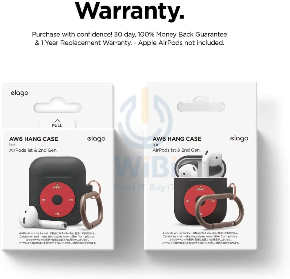 Elago AirPods 1 & 2 AW6 Hang Case (iPod) - Black Accessories > Mobiles & Tablets > Mobiles