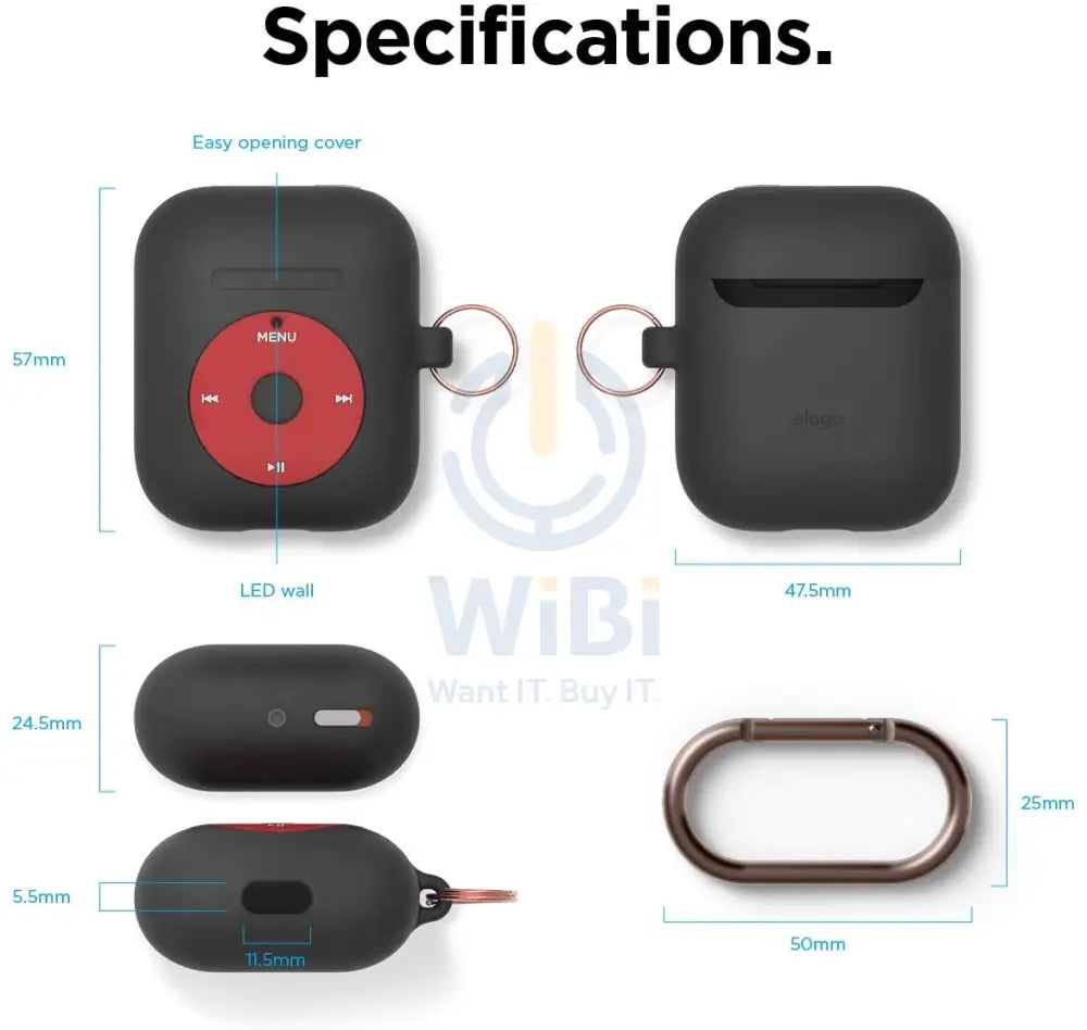 Elago AirPods 1 & 2 AW6 Hang Case (iPod) - Black Accessories > Mobiles & Tablets > Mobiles