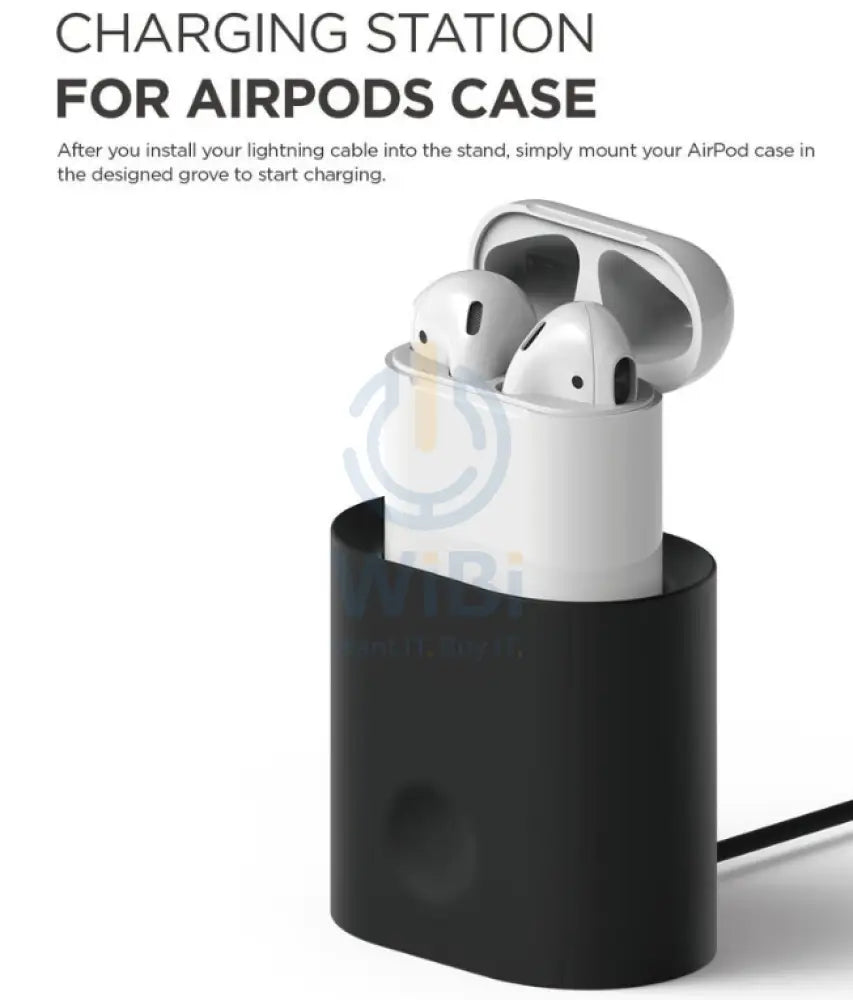 Elago Airpods 1&2 charging station - Black Accessories > Mobiles & Tablets > Mobiles > Mobile Holder / Stands