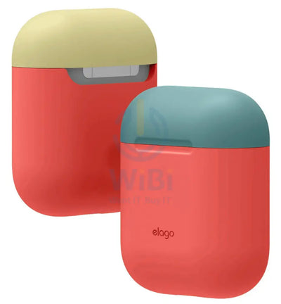 Elago AirPods 1 & 2 Duo Case - Body-Italian Rose / Top-Coral Blue Yellow Accessories > Mobiles & Tablets > Mobiles