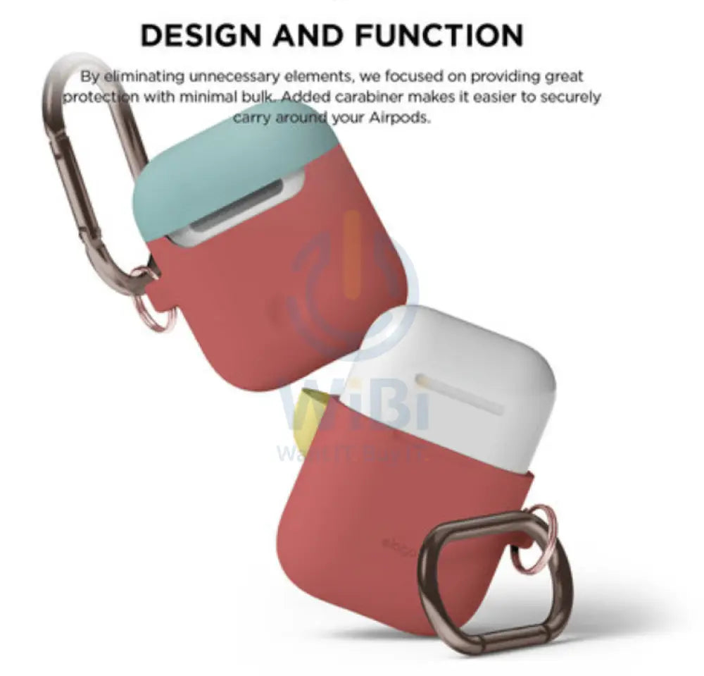 Elago AirPods 1 & 2 Duo Hang Case - Body-Italian Rose / Top-Coral Blue Yellow Accessories > Mobiles & Tablets