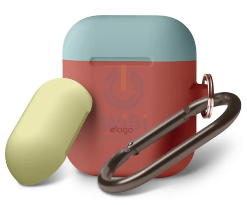 Elago AirPods 1 & 2 Duo Hang Case - Body-Italian Rose / Top-Coral Blue Yellow Accessories > Mobiles & Tablets