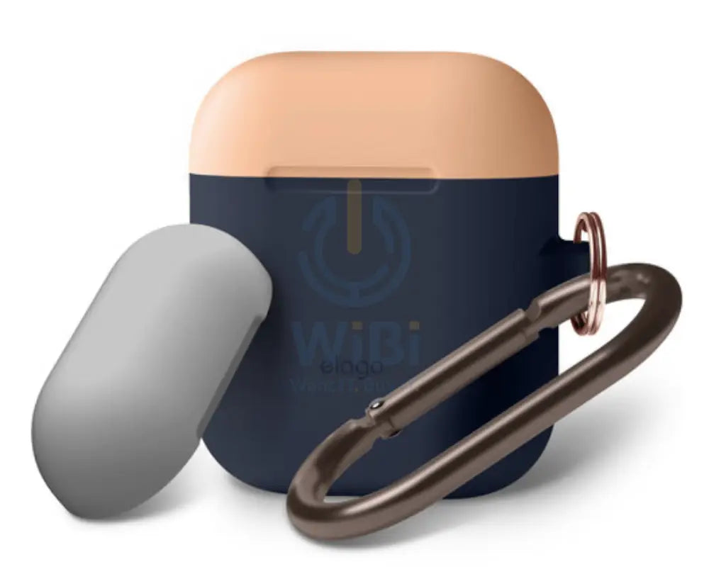 Elago AirPods 1 & 2 Duo Hang Case - Body-Jean Indigo / Top-Peach Medium Grey Accessories > Mobiles & Tablets
