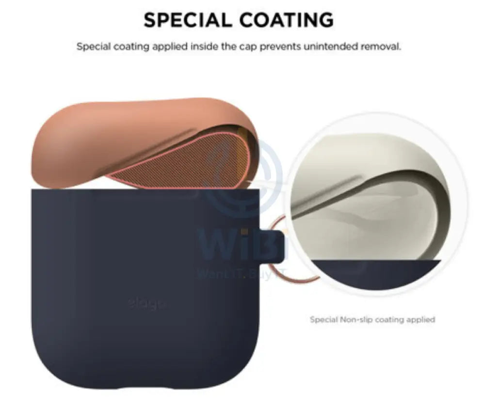 Elago AirPods 1 & 2 Duo Hang Case - Body-Jean Indigo / Top-Peach Medium Grey Accessories > Mobiles & Tablets