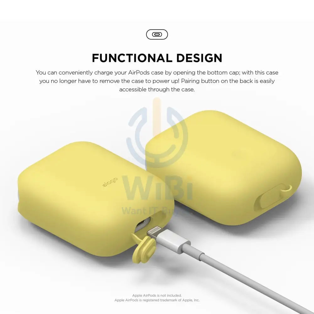 إلاجو ايربودز  مقاوم للماء حافظة  كريمي أصفر اكسسوارات  هواتف  تابلت  هواتف