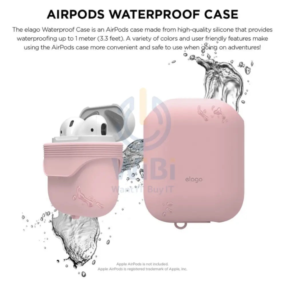 إلاجو ايربودز & 2 مقاوم للماء حافظة  اللون الوردي  جميلاكسسوارات  هواتف  تابلت  هواتف