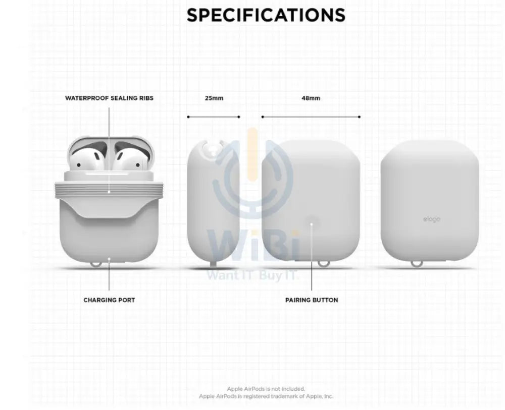 Elago AirPods 1 & 2 WaterProof Case - White Accessories > Mobiles & Tablets > Mobiles