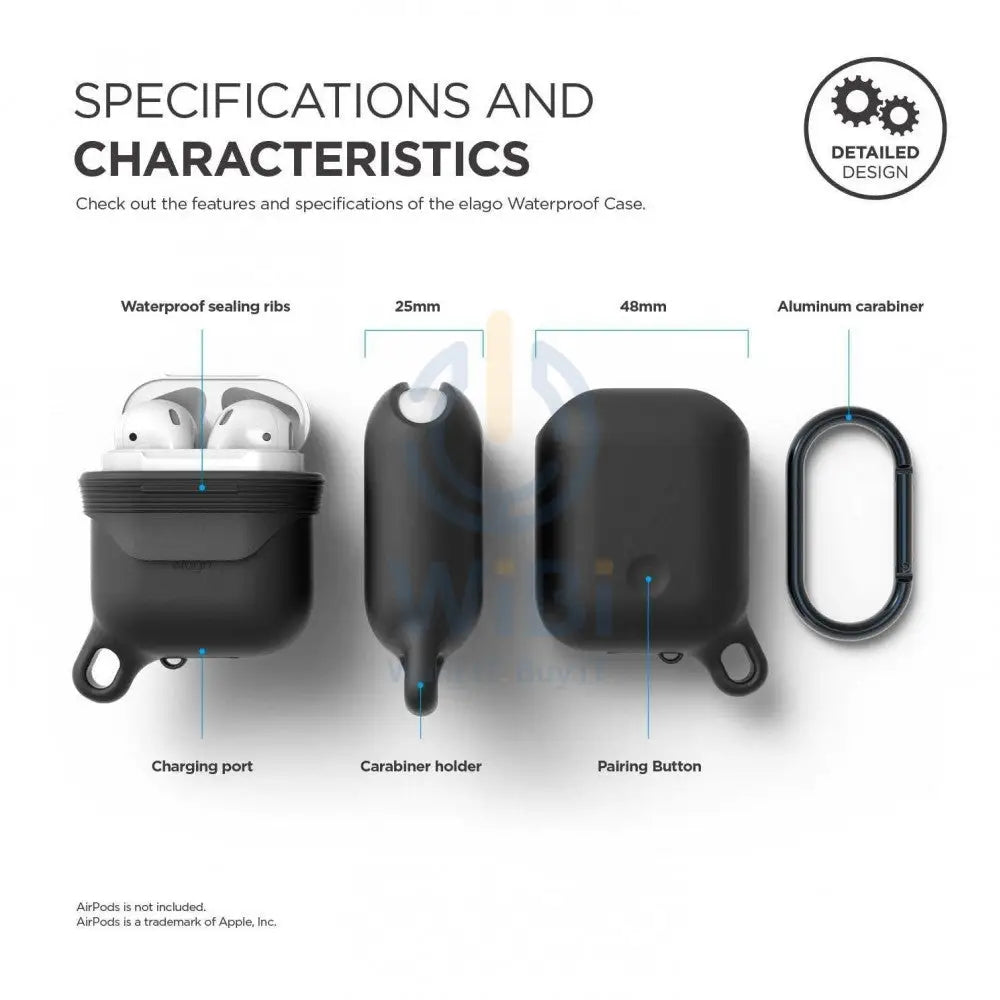 Elago AirPods 1 & 2 Waterproof Hang Case - Black Accessories > Mobiles & Tablets > Mobiles