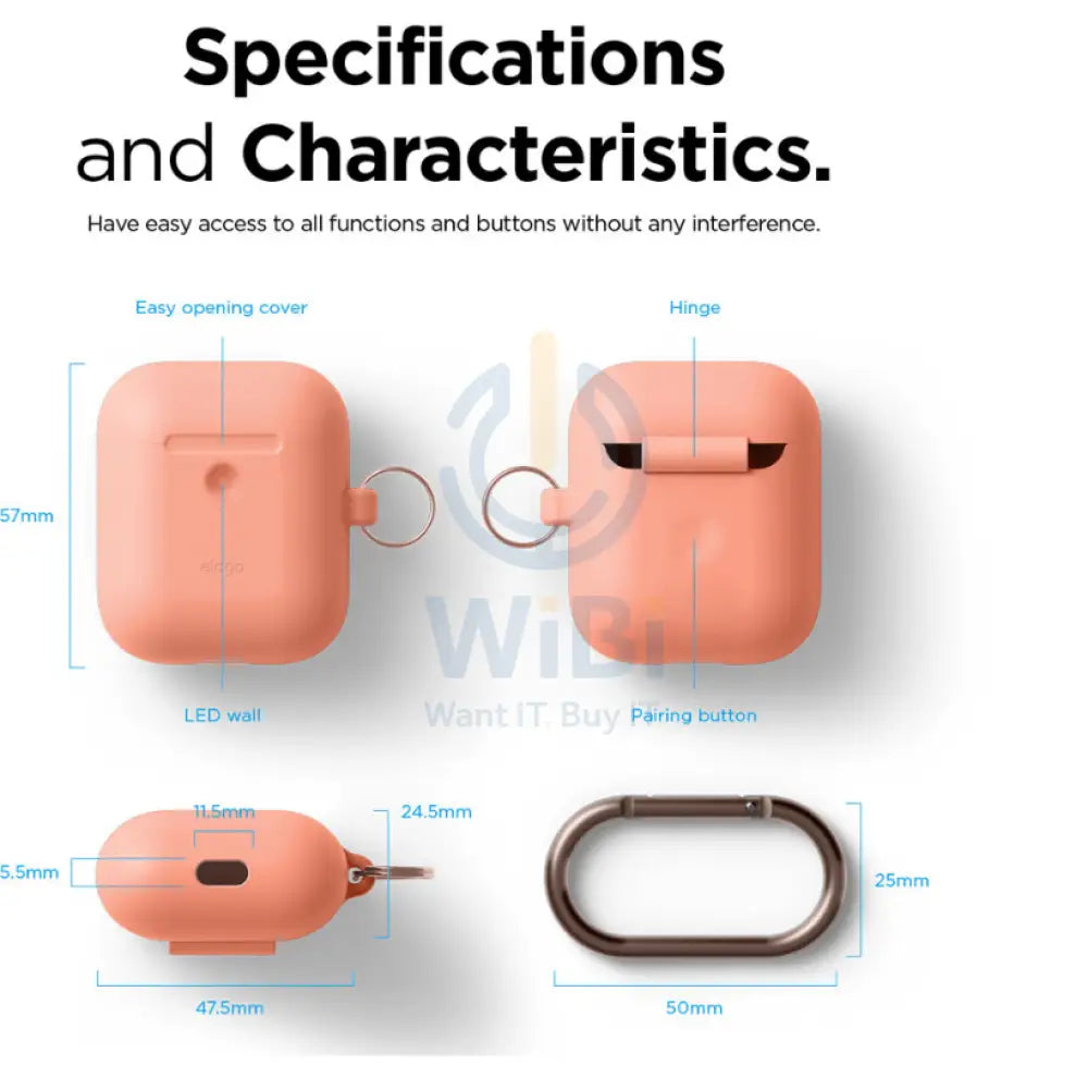 Elago AirPods 1&2 Wireless Hang Case - Peach Accessories > Mobiles & Tablets > Mobiles