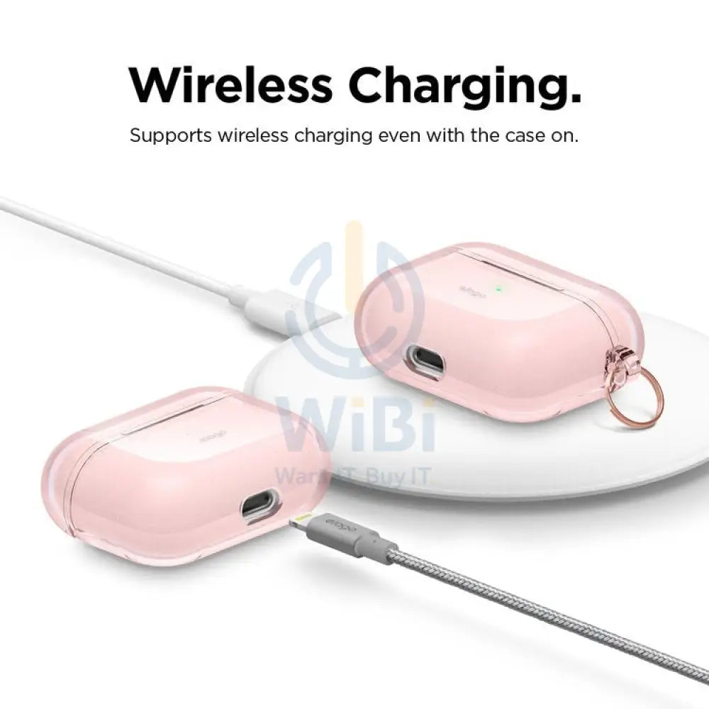 إلاجو ايربودز برو شفاف حافظة  اللون الوردي  جميلاكسسوارات  هواتف  تابلت  هواتف