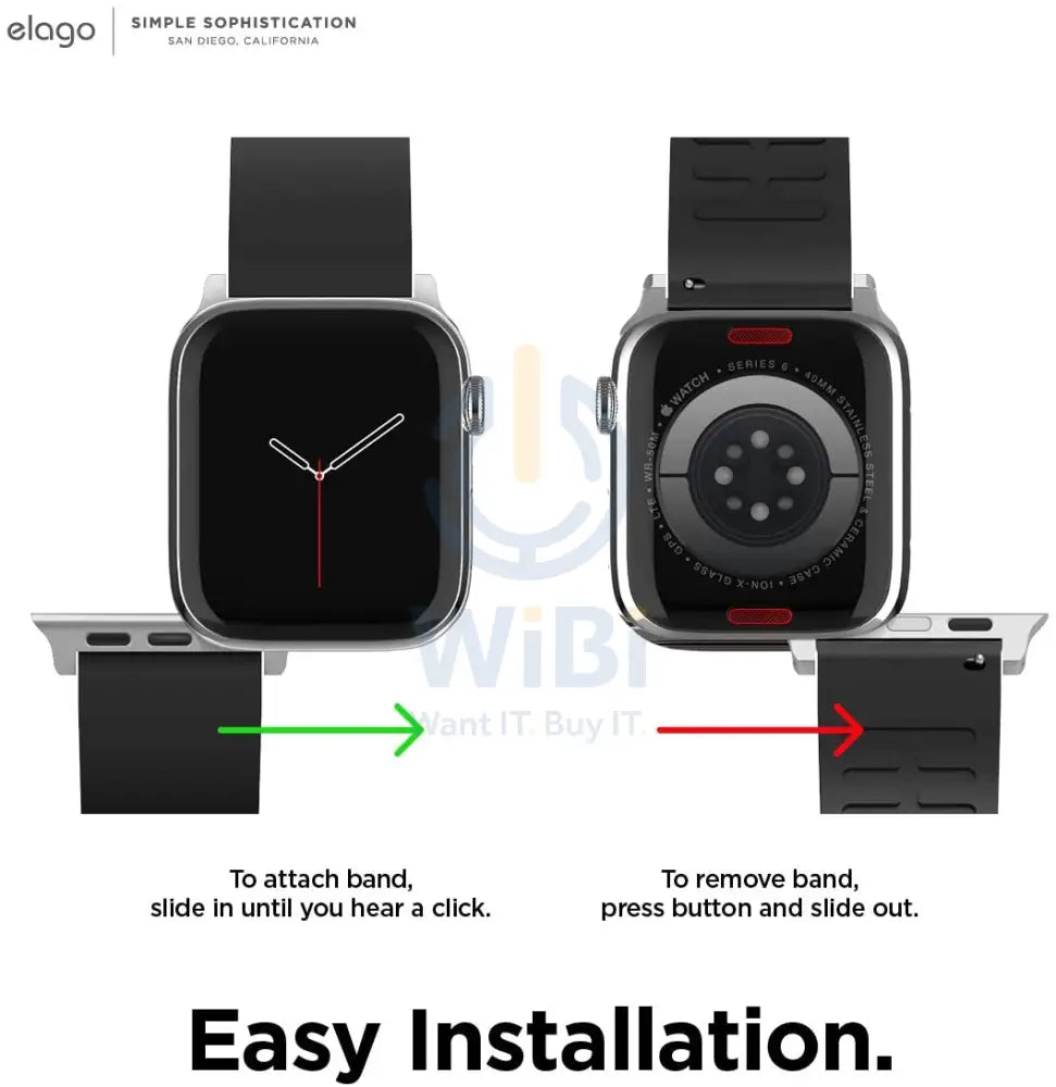 Elago Apple Watch 41/40mm Premium Fluoro Rubber Strap - Black Accessories > Smart Watches