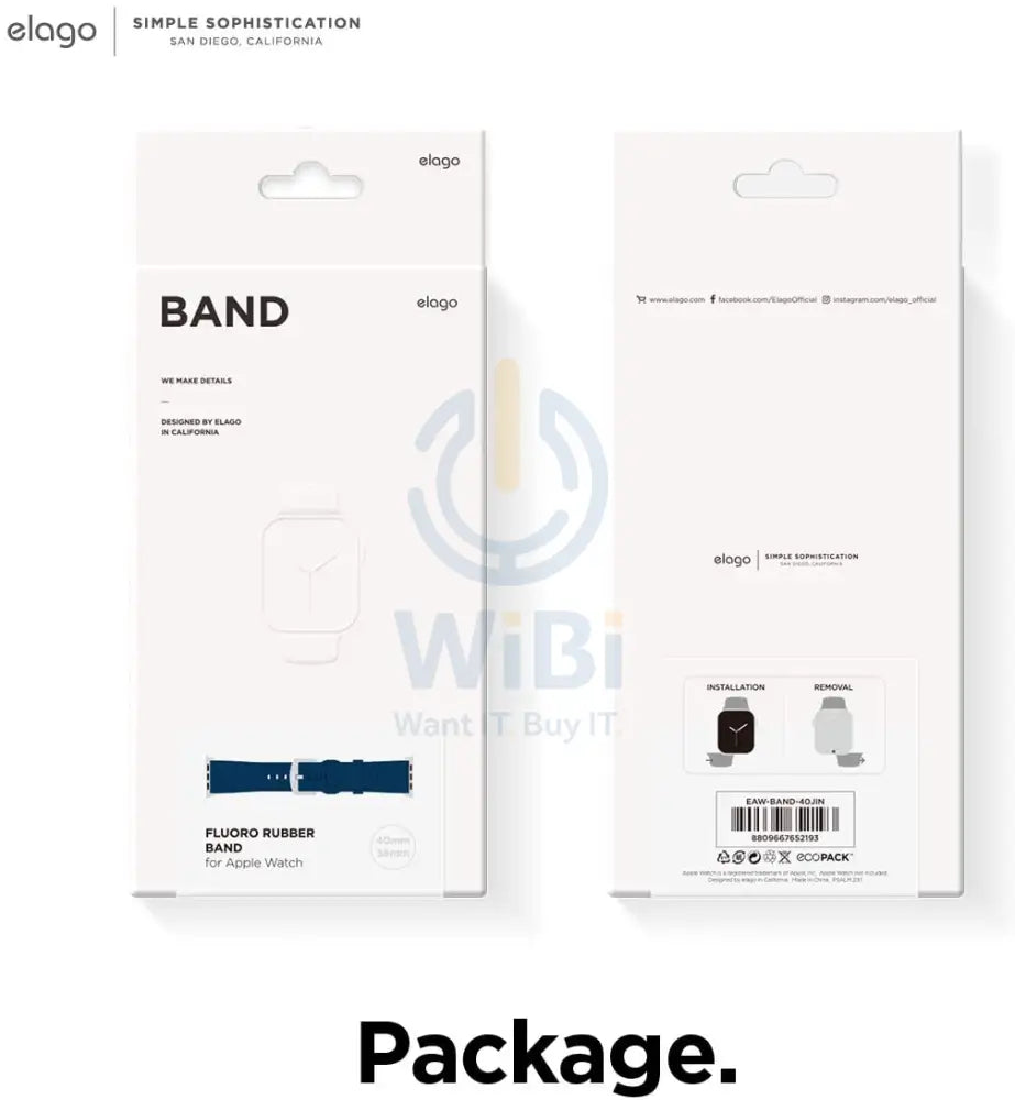 Elago Apple Watch 45/44/42mm/Ultra Premium Fluoro Rubber Strap - Jean Indigo Accessories > Smart Watches