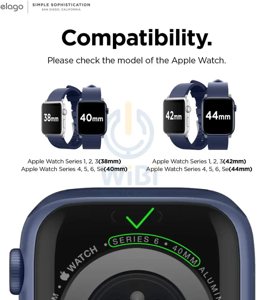 Elago Apple Watch 45/44/42mm/Ultra Premium Fluoro Rubber Strap - Jean Indigo Accessories > Smart Watches