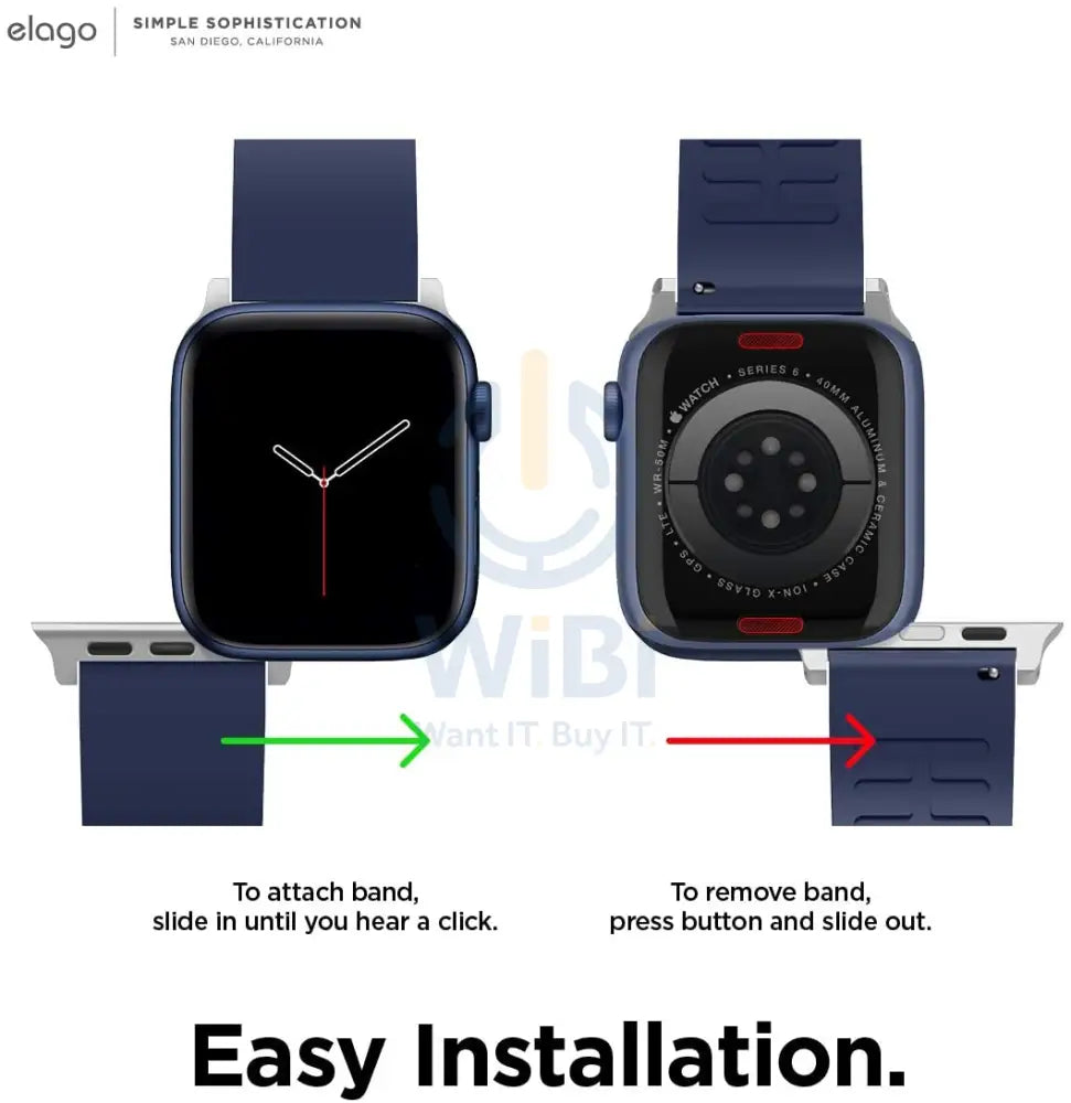 Elago Apple Watch 45/44/42mm/Ultra Premium Fluoro Rubber Strap - Jean Indigo Accessories > Smart Watches
