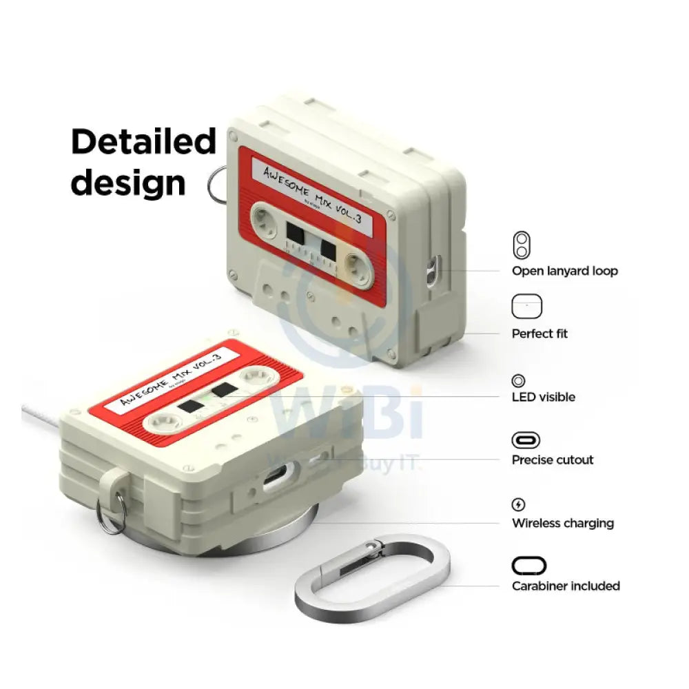Elago Cassette Tape Classic Hang Case For Apple AirPods Pro 3 - White/Red Accessories > Headphones > Covers & Cases