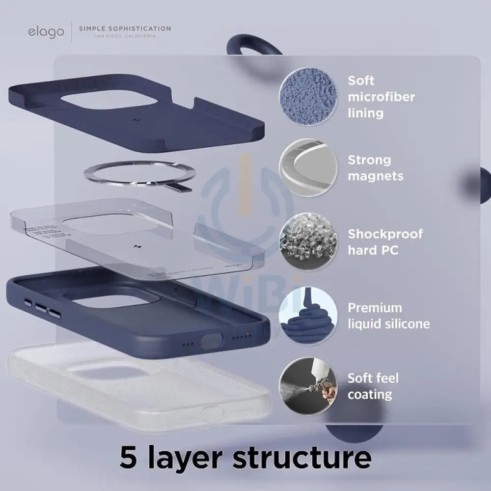 Elago MagSafe Magnetic Silicone Case - Apple iPhone 15 Pro Max / Jean Indigo Accessories > Mobiles & Tablets > Mobiles