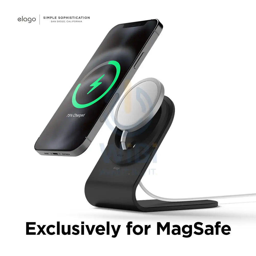 Elago MS3 Aluminum Charging Stand for MagSafe - Black Accessories > Mobiles & Tablets > Mobiles > Mobile Holder / Stands