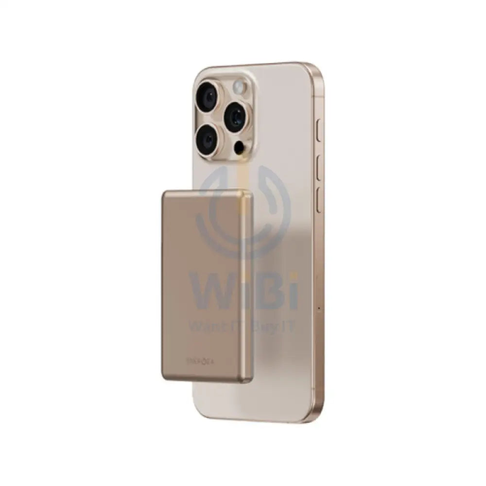 Energea AluPac Mini Aluminum MagSafe Power Bank 5000mAh / USB C / Gold Accessories > Power Bank